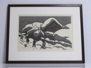 斎藤清 木版画「会津の冬」